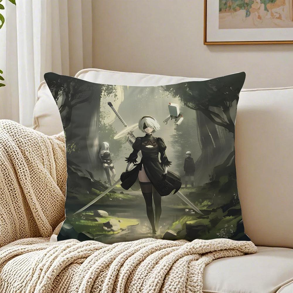 Game Philosophical NNieR AAutomata Cushion Cover Pillowcase Antidustmite Living Room Sofa Decor Cushion Room