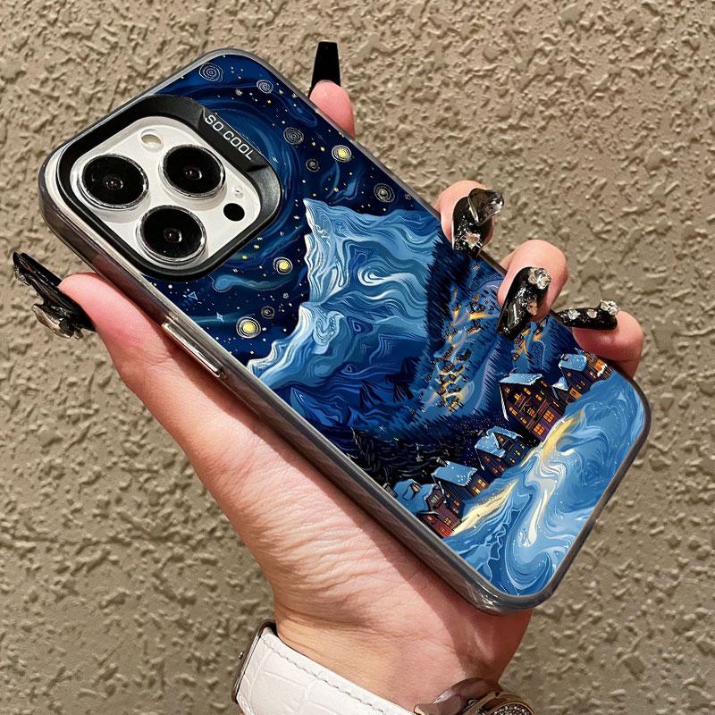 Moon Starry Sky Moonlight Night Scene Laser Phone Case For iPhone 14 15 Pro Max Plus 11 13 12 Mini 16 Pro Max Shockproof Covers