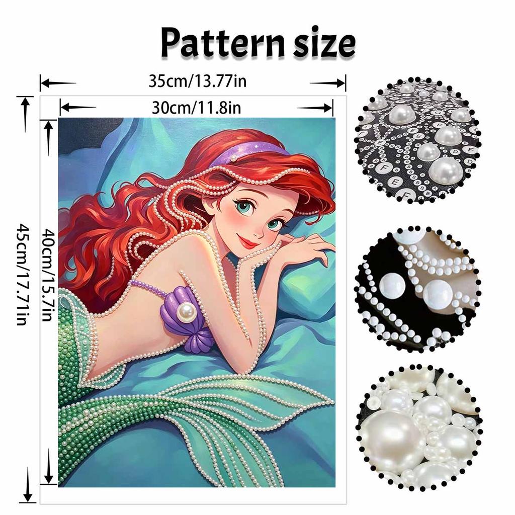 Disney Ariel Pearl Painting Handmade DIY Pearl Art Painting Simple Living Room Hanging Painting Decoration