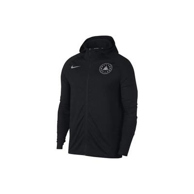 Logo Print Solide Kapuzen-Zip-Jacke Herren Oberbekleidung Schwarz AV2920-010