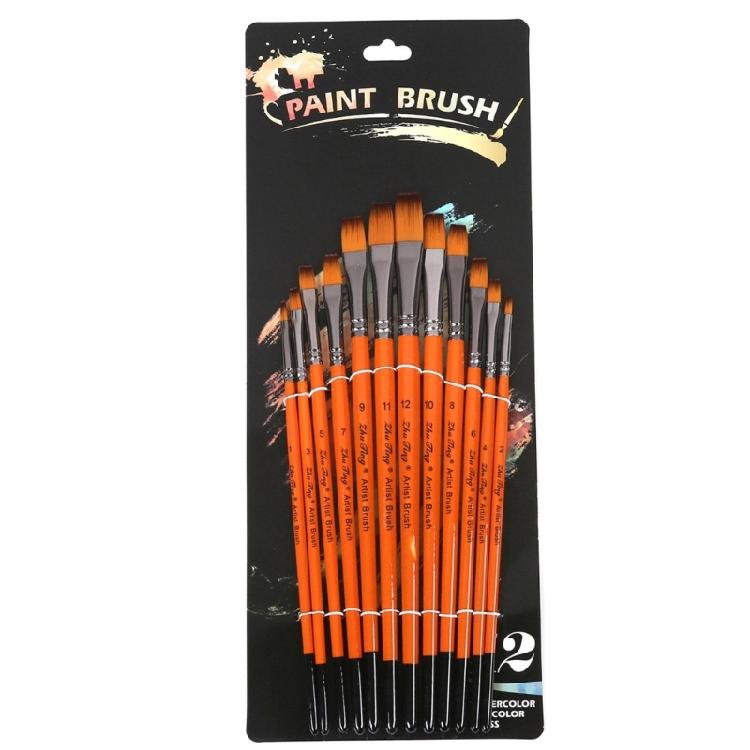 12Pcs Artist Paint Brushes for Watercolor Acrylics Oil Rock Painting Nylon Bristle Paint Brush for Rock Canvas Painting