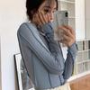 Long Sleeve T-shirts Women Spring Solid O-Neck Elegant Bright Line Decoration Slim Casual Soft High Quality Ladies Clothing Tees