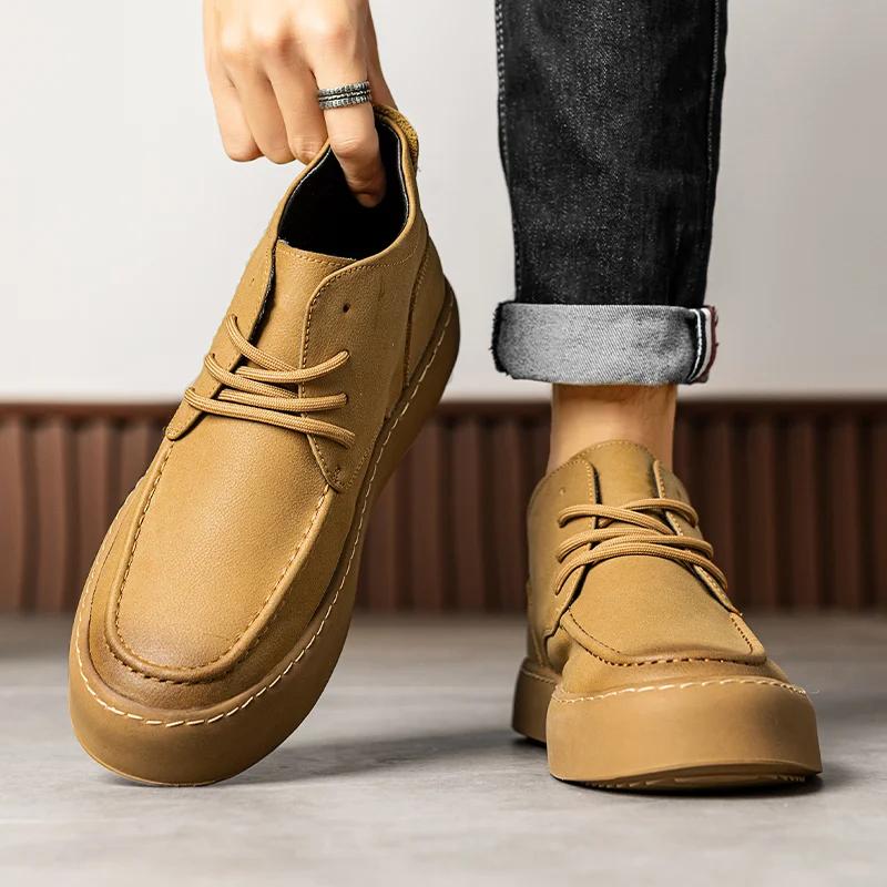 2024 Casual Leather Shoes Italian Lacing Versatile Casual Shoes Luxury Brand Men's Casual British Retro Men's Shoes Size38-44