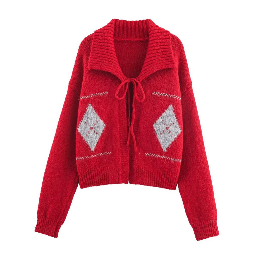 European and American Style, New Women's Clothing, Fashionable, Versatile, Cross-border Foreign Trade Jacquard Strap Knitted Cardigan