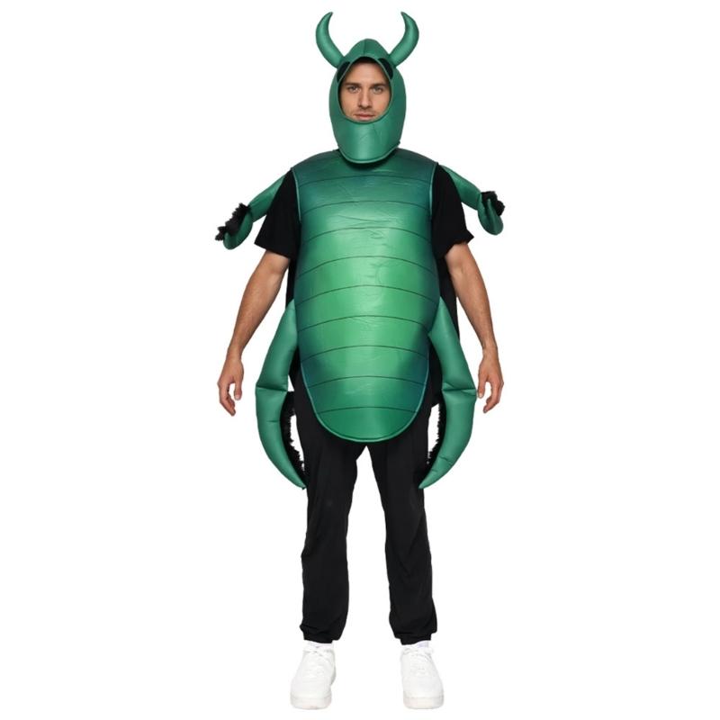 Grønn Bille Kostyme Bille Jumpsuits Cap Insekt Halloween Kostymer for Cosplay Utkledning Fest