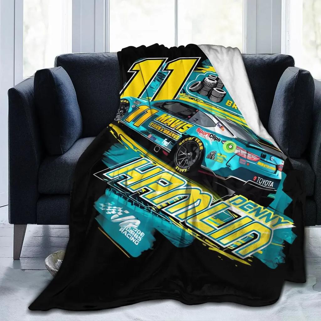 Denny Hamlin 11 All Season Fleece Blanket Throw Ultra Soft Flannel Blanket Digital Printed Premium Fluffy Microfiber Fleece
