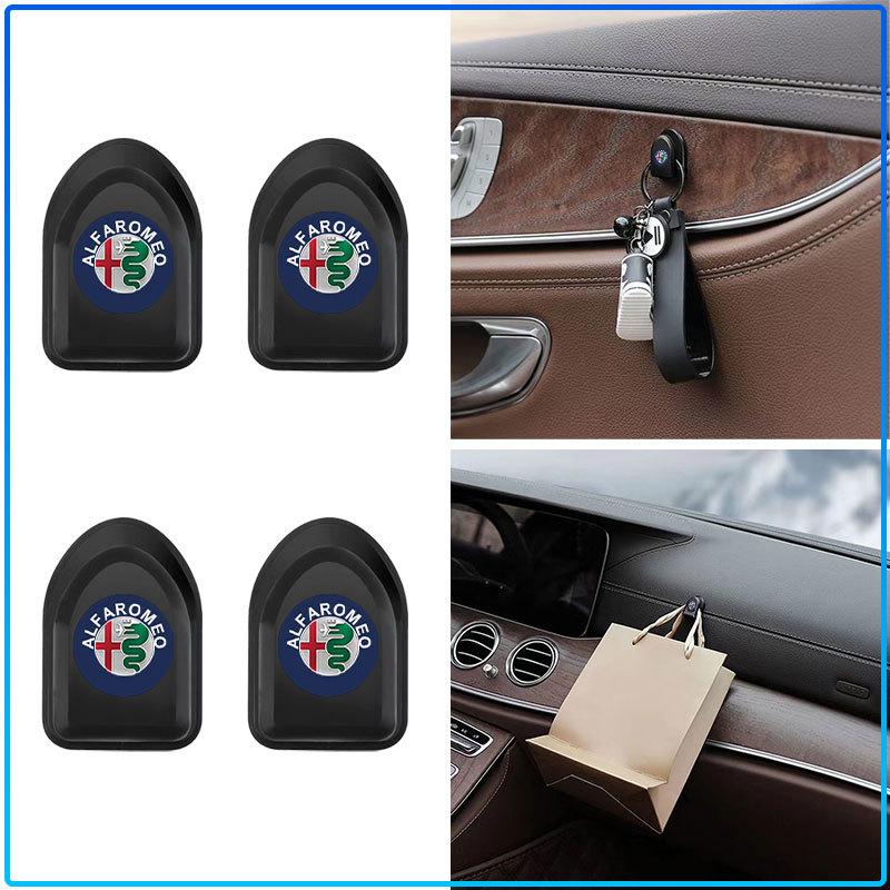 Mini Car Hooks Black Self Adhesive Invisible Hooks Interior Storage Holder For Alfa Romeo 147 159 156 Giulietta Giulia Mito Spider Alpha Nheadrest