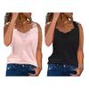 Women Vest V-neck Sleeveless Lace Sling Tops Solid Color Loose Fit Commuter Style Summer Vest Daily Wear
