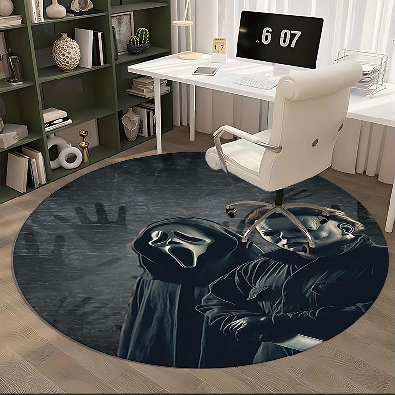 Ghostface,Michael Myers Chair Mat Round Rug Office Carpet, Non Slip, Suitable for Living Rooms, Bedrooms,Decor1205724a