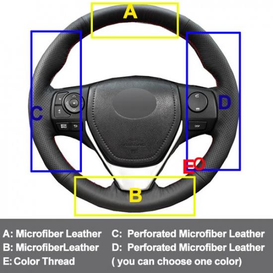 Hand Sewing Wrap Car Steering Wheel Cover For Toyota Corolla Fielder 2014-