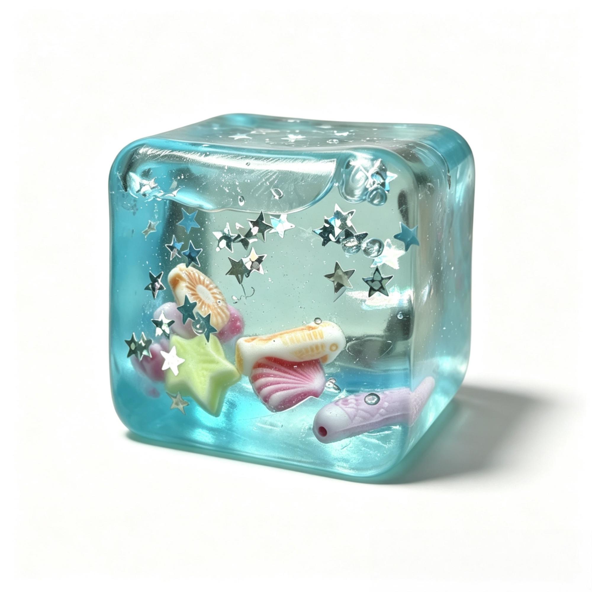 Oceaan IJsblokje Squishy Speelgoed Transparant Glitter Langzaam Rijzend Fidget Speelgoed Stressverlichting Sensorisch Speelgoed voor Kinderen Volwassenen Kantoor School white