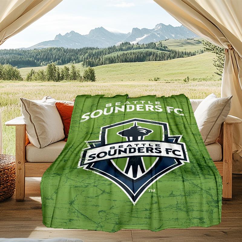 1PC Seattle Sounders FC Printed Soft Flannel Blanket Throw for Adult Bedroom Living Room Sofa Camping Travel Fan Gifts Christmas Gifts