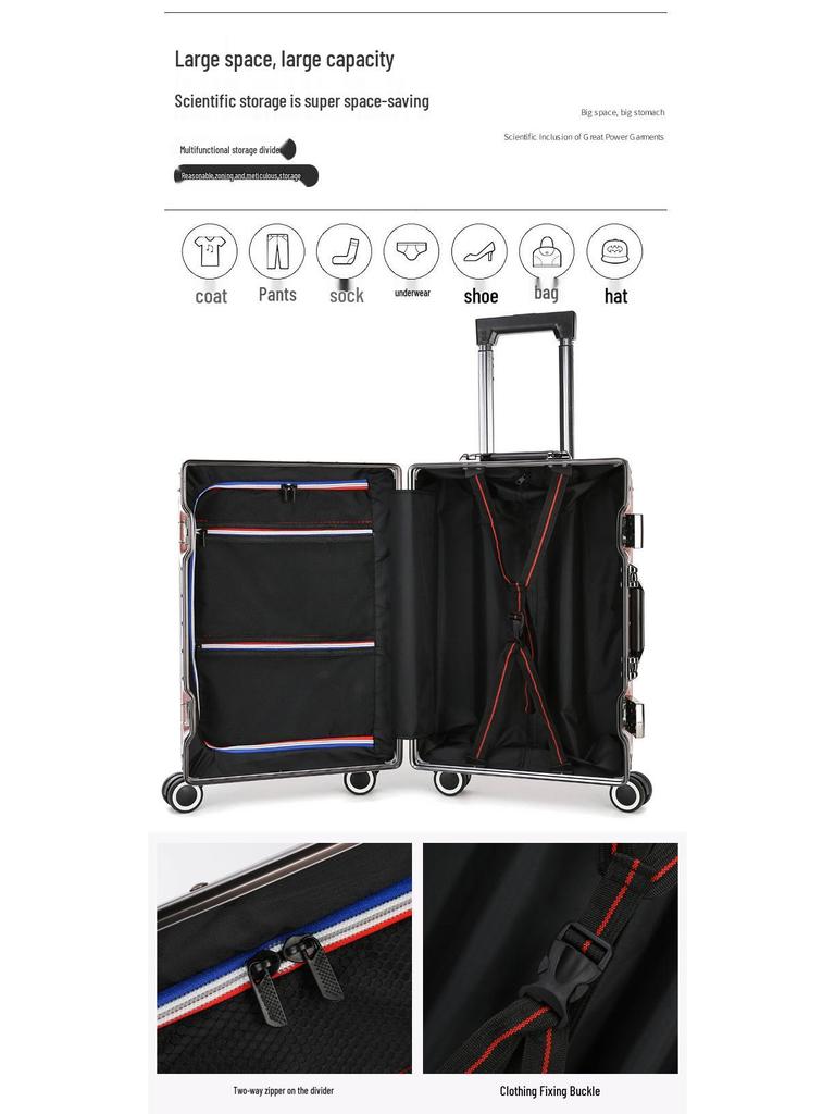 20" Carry-On Trolley with Silent Wheels, Combo Lock - Men's, Women's, Student - Large 28" Capacity