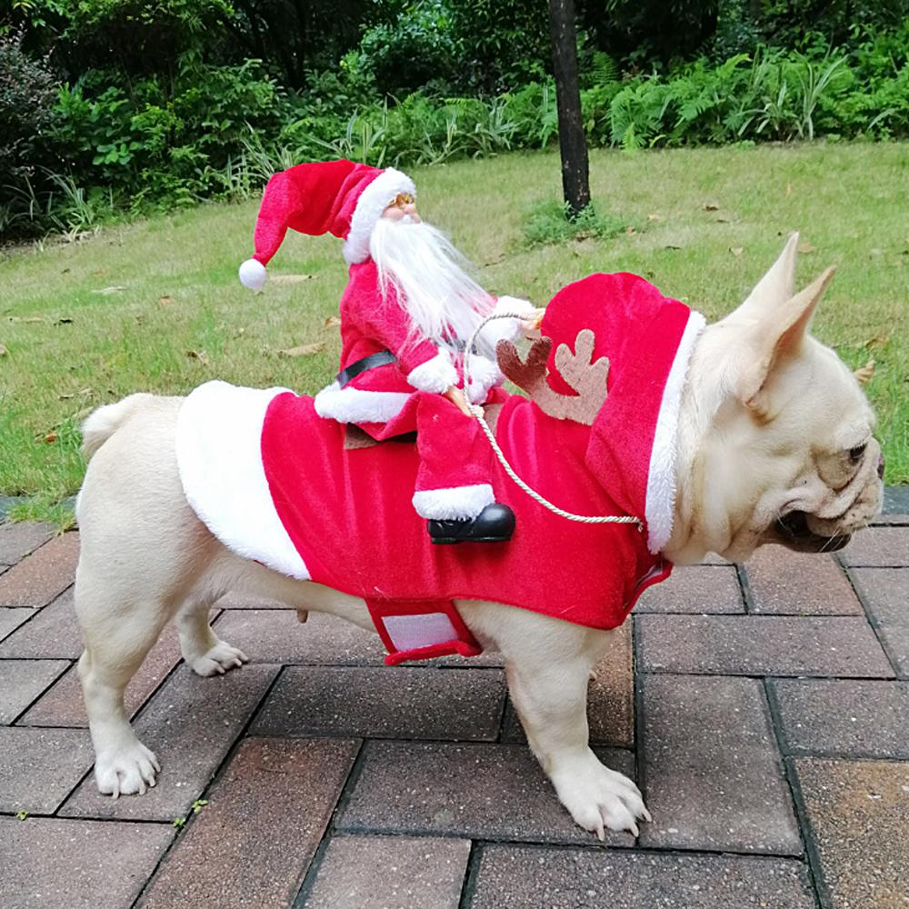 Christmas Santa Dog Costume Pet Clothes Santa Claus Riding Outfit Party Pet Puppy Cosplay Costumes