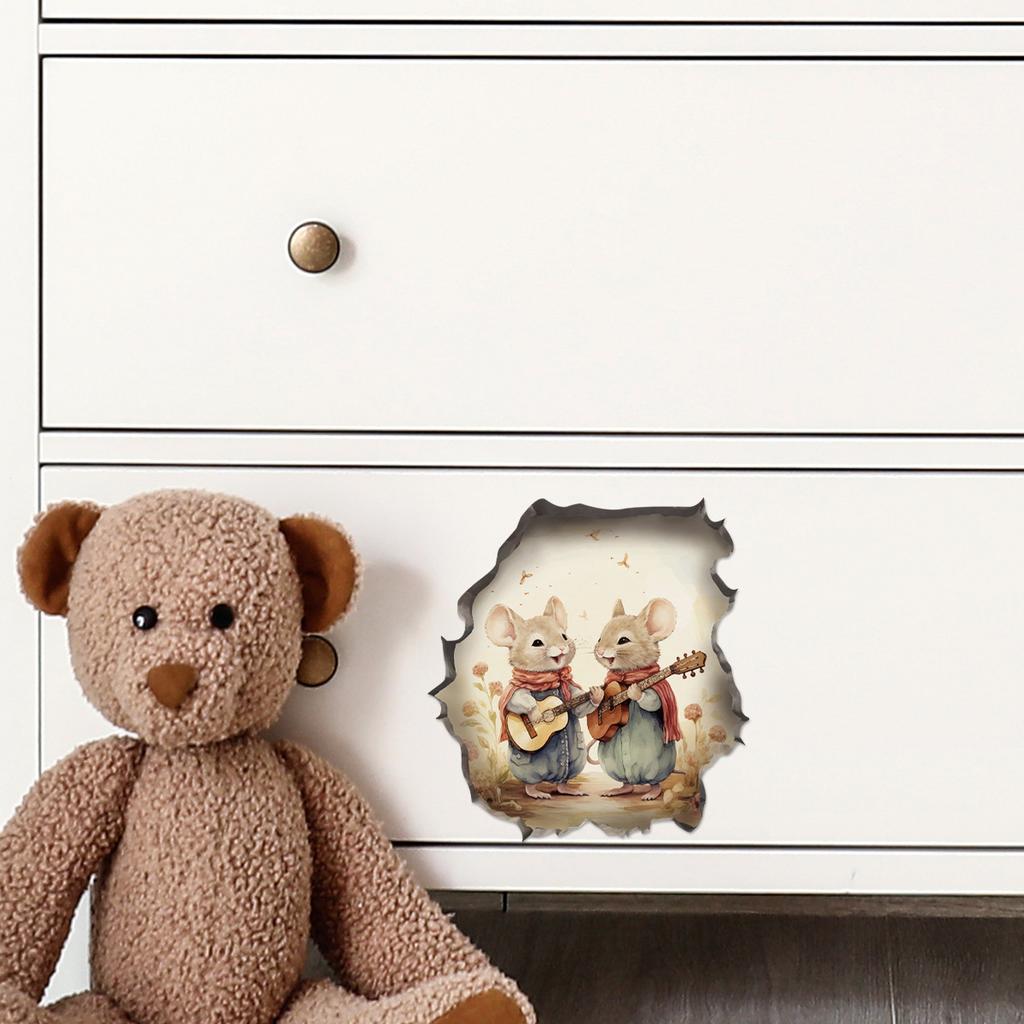 3D Animal Mouse Animal Pattern Sticker Creative Children'S Room Wall Decoration Beautification Sticker