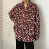 Men's Japanese-Style Full Print Long Sleeve Shirt - Casual, Trendy, Hong Kong-Style Cardigan for Spring/Autumn