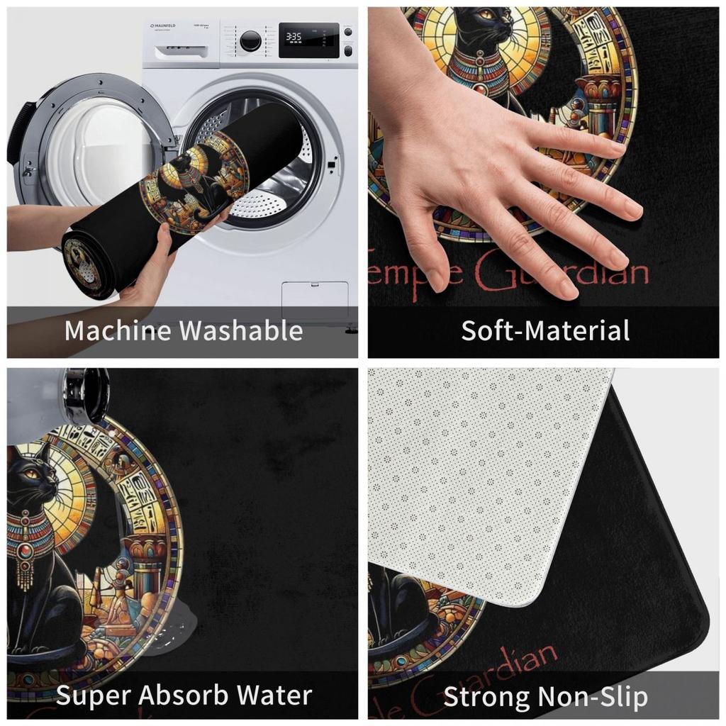 Egyptian Mythology Black Cat Doormat Kitchen Entrance Home Floor Mat Non-slip Carpet Rug for Bathroom Footpad Mats