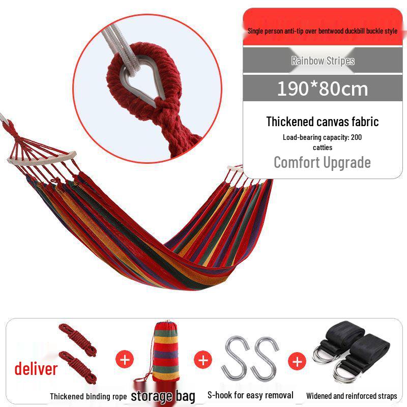 Rainbow Striped Portable Outdoor Hammock Chair for College Students