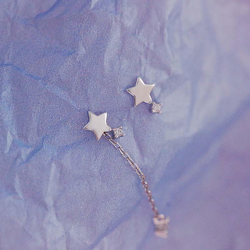 Boucles d'oreilles ins vent étoile frangées à clous boucles d'oreilles asymétriques simples pour femmes 20 boucles d'oreilles AB diamant flash pour femmes