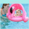 Inflatable Flamingo Seat Ring With Canopy Sunshade Cover Water Play Toy For Kids