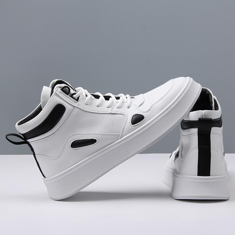 Small White Shoes High Top Board Shoes Men's Fashion Light Comfortable Sports Thick Sole Casual with Velvet Men's Shoes