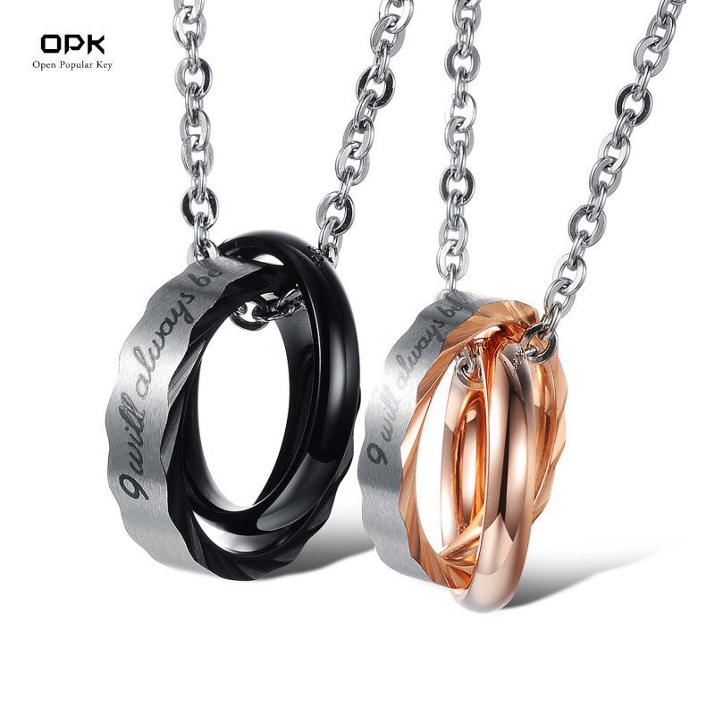 

Minimalist Interlocking Double Rings Necklace for Couples - Stainless Steel Rose Gold Pendant [No Chain]