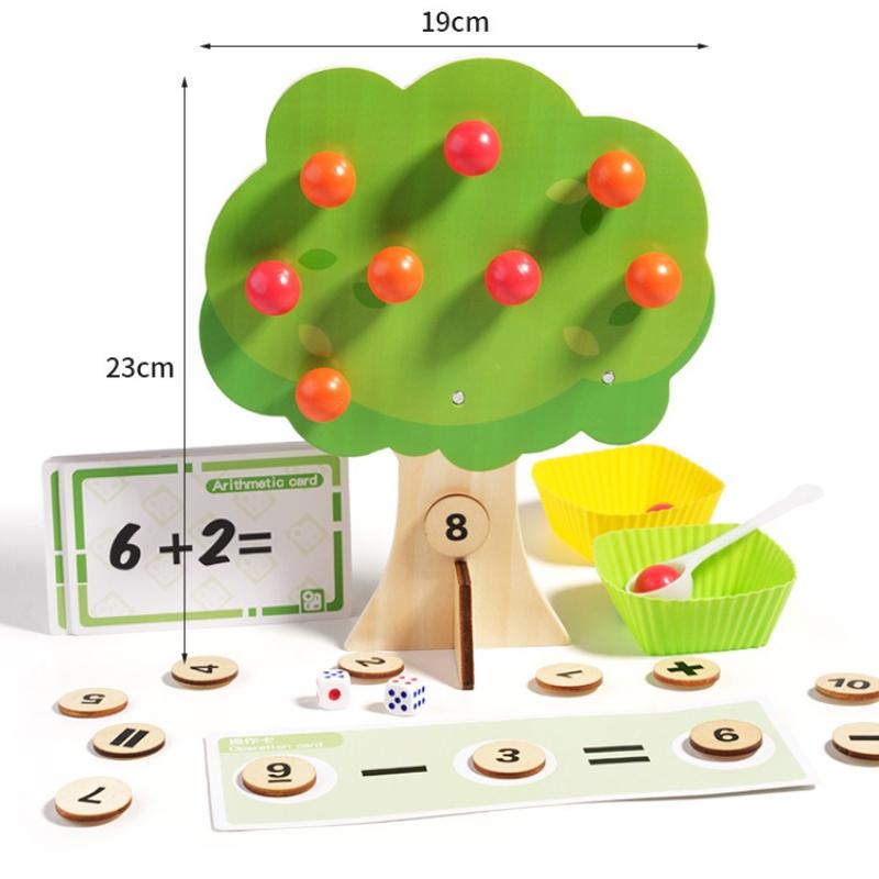 Montessori Teaching Aids Digital Apple Tree Game Building Blocks Children's Educational Brain Concentration Training Kids Gifts
