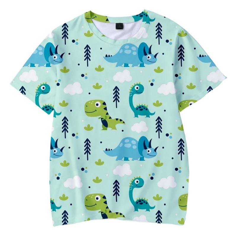 Cartoon Dinosaur Peripheral 3D Printed Adult Loose Short Sleeved T-Shirts Men’s