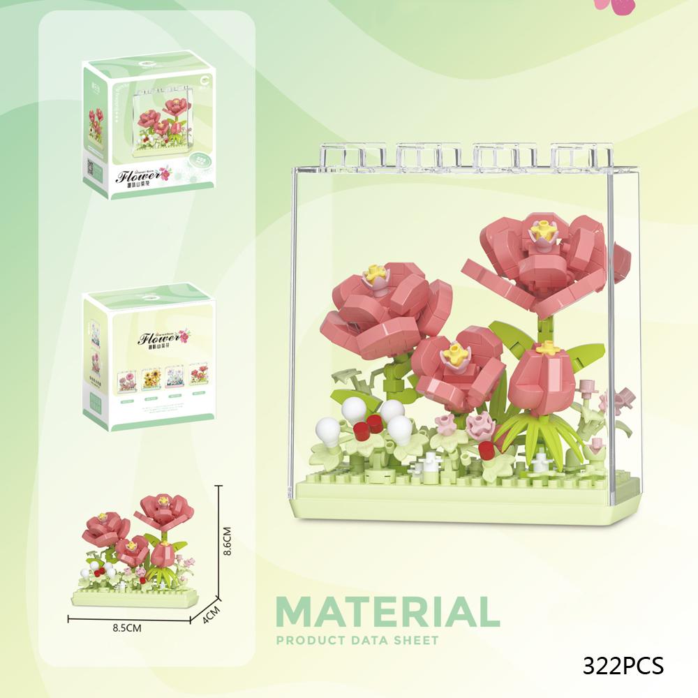 

Idea Camellia Flower Secret Box Micro Diamond Construction Block Carnation Sunflower Gardenia Nanobricks 3D Wall Brick Plaything For Gifts