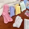 Retro Knit Cable Pattern Women's Mid Calf Socks Trendy Thick for Warmth Japanese Style Cute JK Inspired Ideal for Autumn Winter