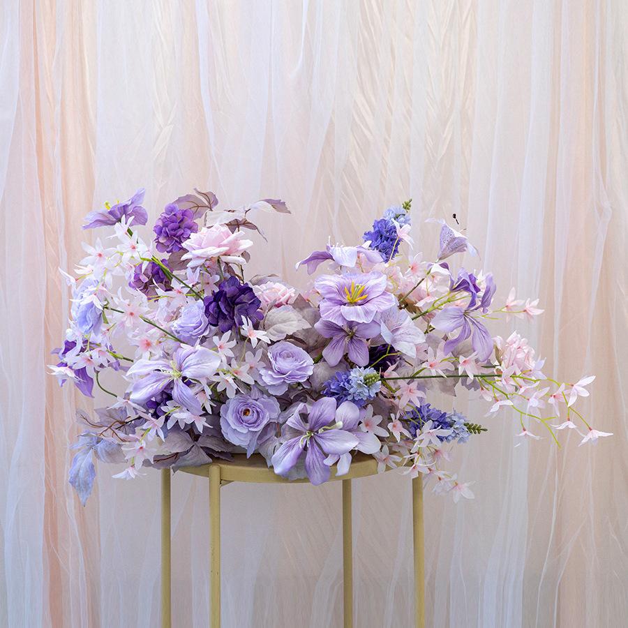 Purple Themed Wedding Arch Decoration: European Style Artificial Floral Art