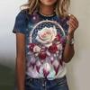 Summer Dreamcatcher 3D Print T-Shirt Women's Street Casual Retro Y2K Short Sleeve Crew Neck Top