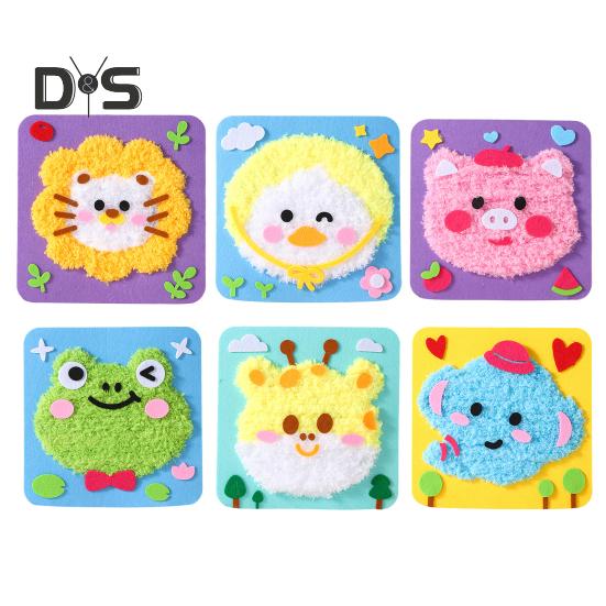 

6 шт. Набор для вышивки кукол своими руками, мультяшные животные, проекты по шитью, пряжа, фетр, животные, поделки для детей-новичков 6pcs