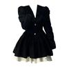 [Original practice + inner lining] Wear a royal sister-style black dress in early autumn, children's coffee break, princess fluffy