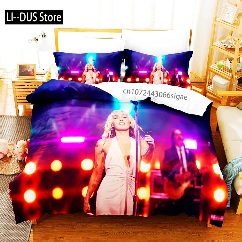 Miley Cyrus Boys Single Double Queen King Size Bed Cover Anime Sets 2024 Duvet Cover Bed Set Quilt Cover Pillowcase
