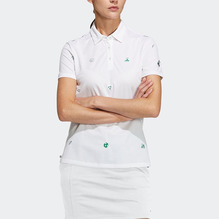 Adidas SS23 French Open Collection Logo Print Short Sleeve Polo Shirt Women Tops White HT6874