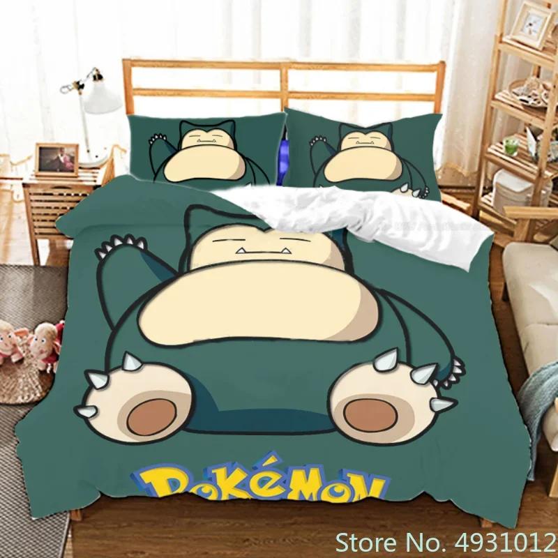 Comforter Pokemon Dragon Bedding Set 3D Printed Anime Figure Pikachu Peripheral Family Decor Kids Bedroom Warm Bedclothes