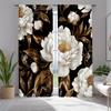 Bohemian Floral Botanical Curtains Retro Flower Leaf Pattern Bedroom Living Room Windows Light Blocking Set Of 2 Made Polyester Decor