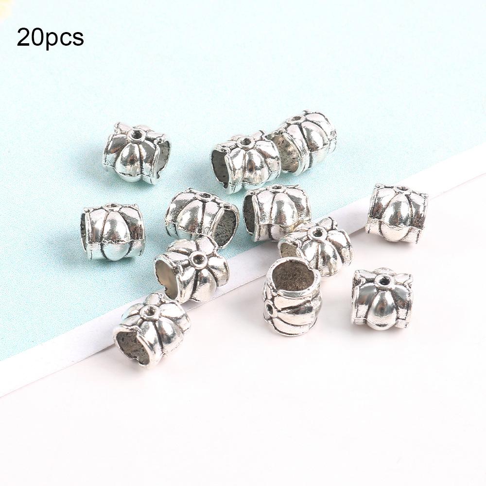 Retro Alloy Hidden Silver Large Hole Spacer Bead Bucket Bead Straight Hole Diy Beaded Necklace Bracelet Jewelry Accessories Material