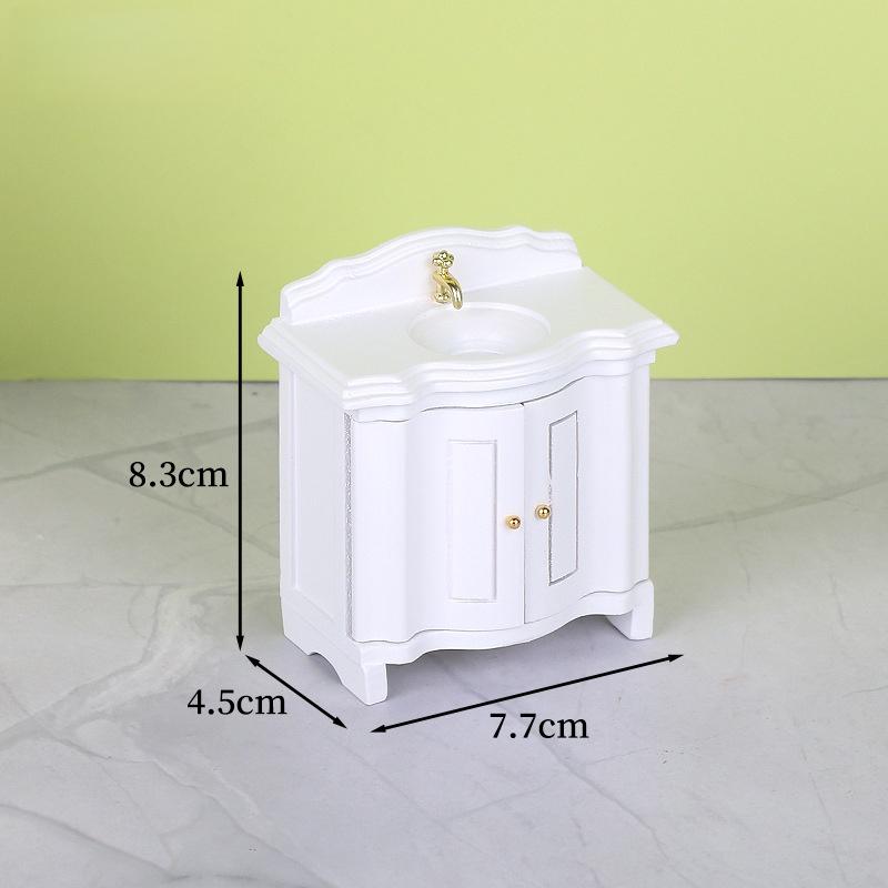 1Pcs Doll House Miniature Bathroom Sink Cabinet Prop Realistic 1/12 Scale Dollhouse Simulation Wash Basin Toy Diy Accessories
