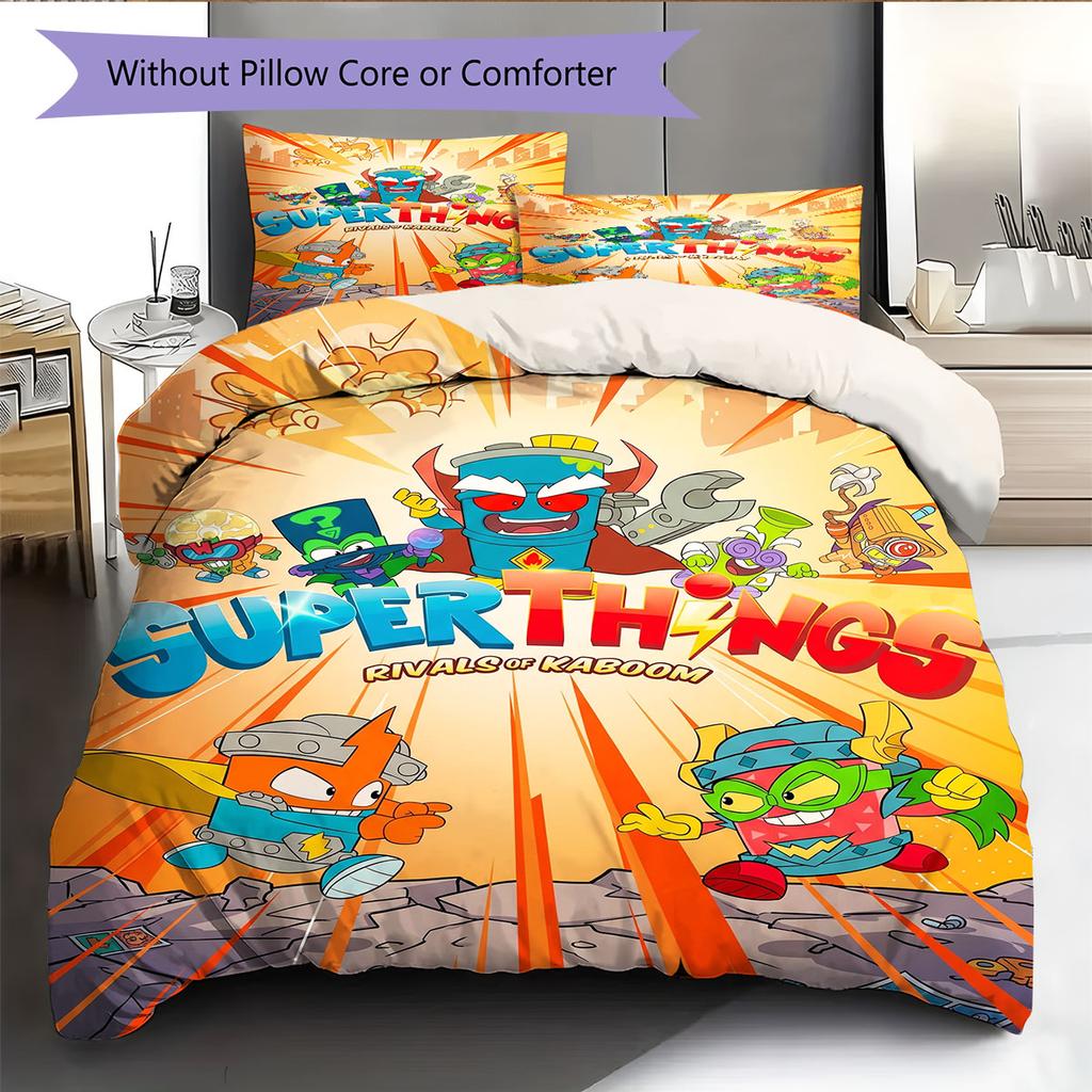 Superthings Bedding Quilt Set Quilt Cover Pillowcase Home Decoration Birthday Gift (1 * duvet cover + 2 * pillowcase, without core)