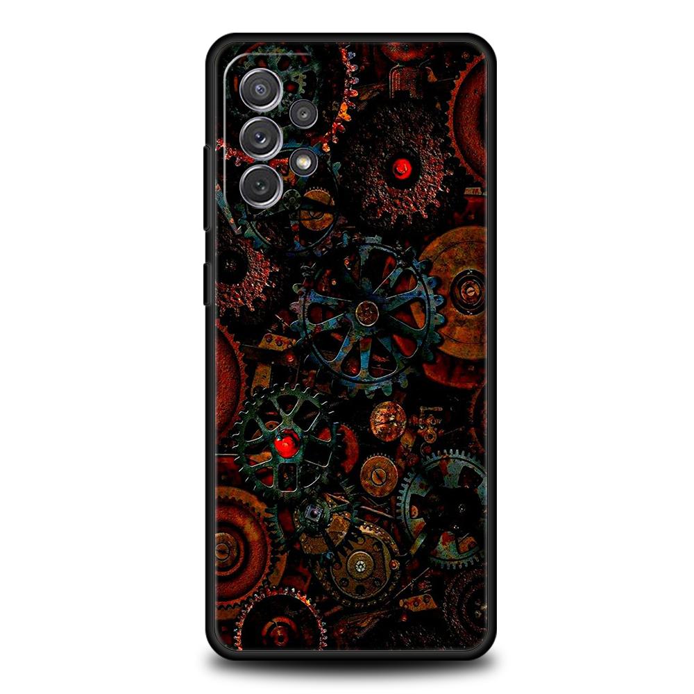 Phone Case for Samsung Galaxy A55 A53 A52 A52S A51 A41 A35 A32 A25 A23 A15 A13 A71 A72 5G Soft TPU Shell Mechanical Gear Pattern