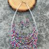 Bohemian Ethnic Style Multilayered Christmas Rice Beads Colorful Necklace Earring Set