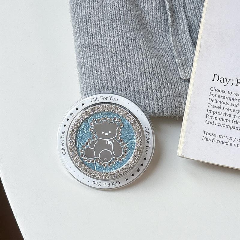 Creative Magnetic Desktop Drama Mobile Phone Airbag Holder Rhinestone Bear Mirror Advanced Sense Ring Female