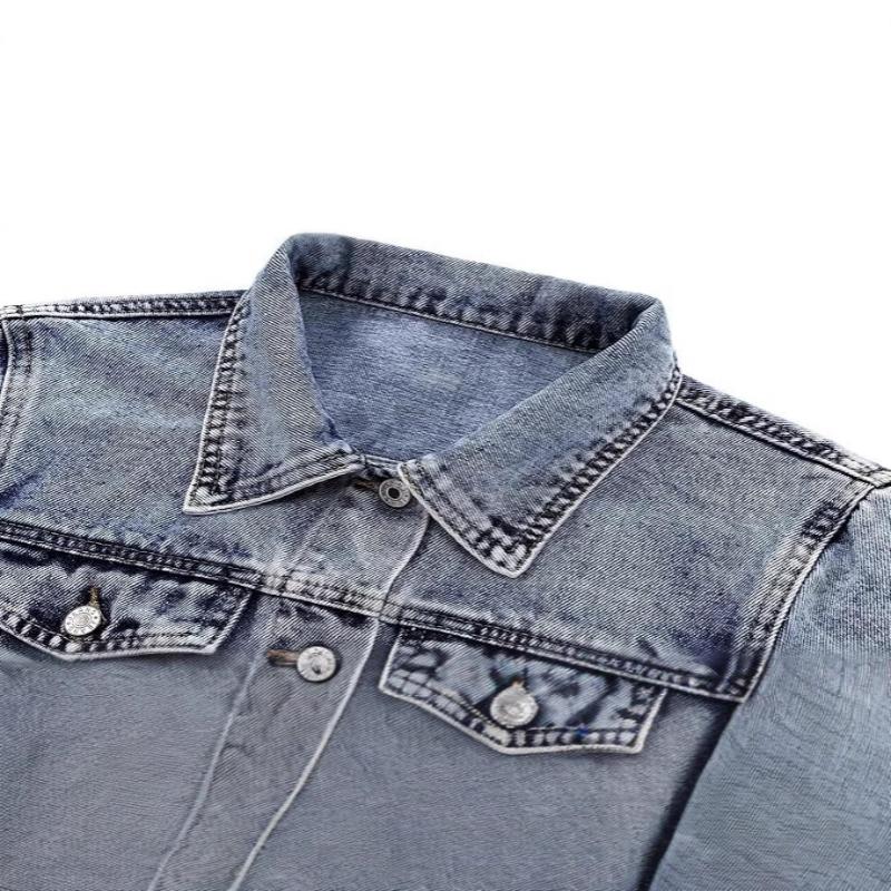Nowość Wiosna Denim Kurtka Damska Europejska Stacja Slim-Fit Modna Kurtka Długi Rękaw Top
