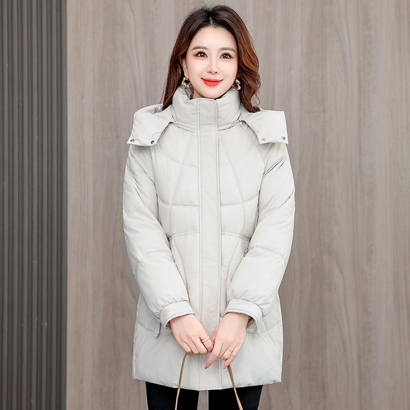 Women's Winter Plus Mid Down Parka Removable Hood Oversized