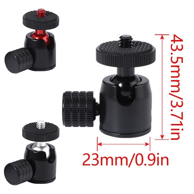 Round Head Tripod Head with 1/4" Hot Shoe 360 Rotatable Round Head Camera Mount Adapter Ballhead for Tripods Monopods