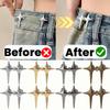 4pcs New Fashion Cross Star Waist Buckle Adjustable Pants Clips Waist Tightener No Sewing Metal Button Snaps for Jeans Decor