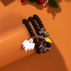 3 Pcs Halloween Black Beaded Bracelets Set for Women Handmade Spider Web Ghost Cat Pendant Bracelet Girls Party Jewelry Gift