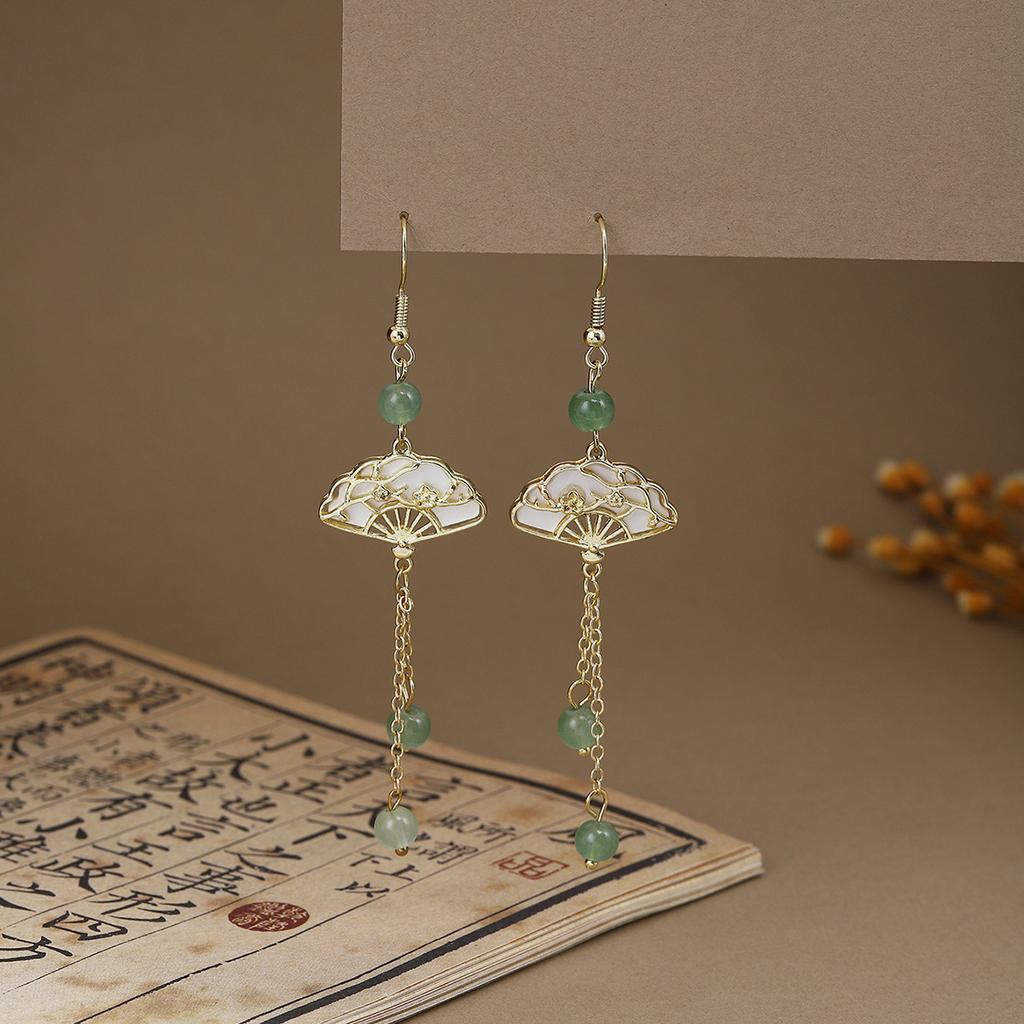 Butterfly Water Drop Pearl Fringed Ear Hook Female, Guochao Light Luxury Safety Buckle Ancient Cheongsam Earrings